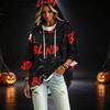 Damen Freizeit 3/4 Ärmel Halloween Print Kapuzen Pullover Top für den Herbst