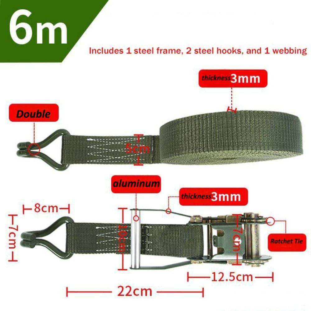 6/10M 10 tun/5 tun ráčna pro upevnění pásky na nákladní automobily, odolná páska pro horké nákladní automobily