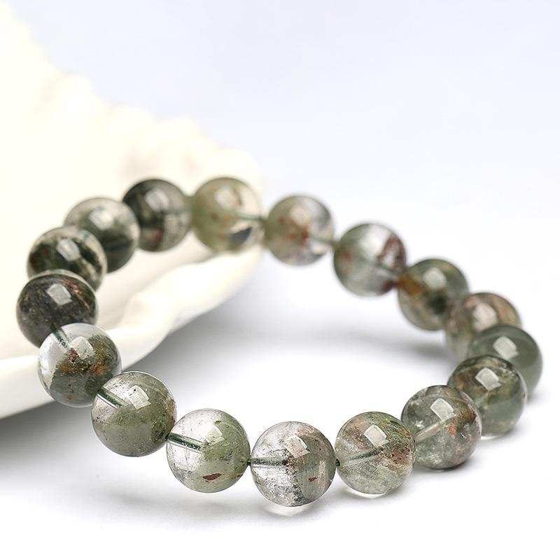 Hongchu Crystal  Natural Monet Garden Green Phantom Quartz Bracelet  Treasure Bowl Green Phantom Quartz Bead Bracelet