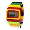 Herren- und Damenuhr Trendige Regenbogen-Bausteine Studenten-Armbanduhr Multifunktionale LED Wasserdichte Elektronische Sportuhren