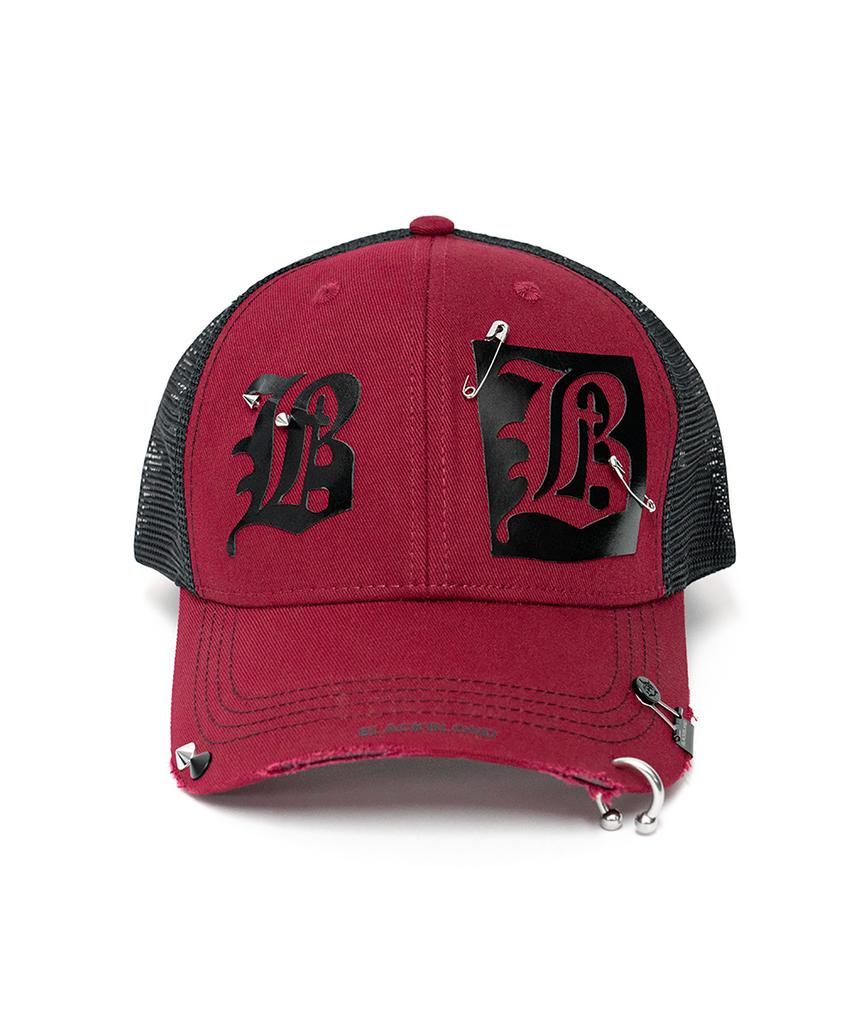 BLACKBLOND Vividi Dual B Logo Trucker Mesh Cap (Burgundy)