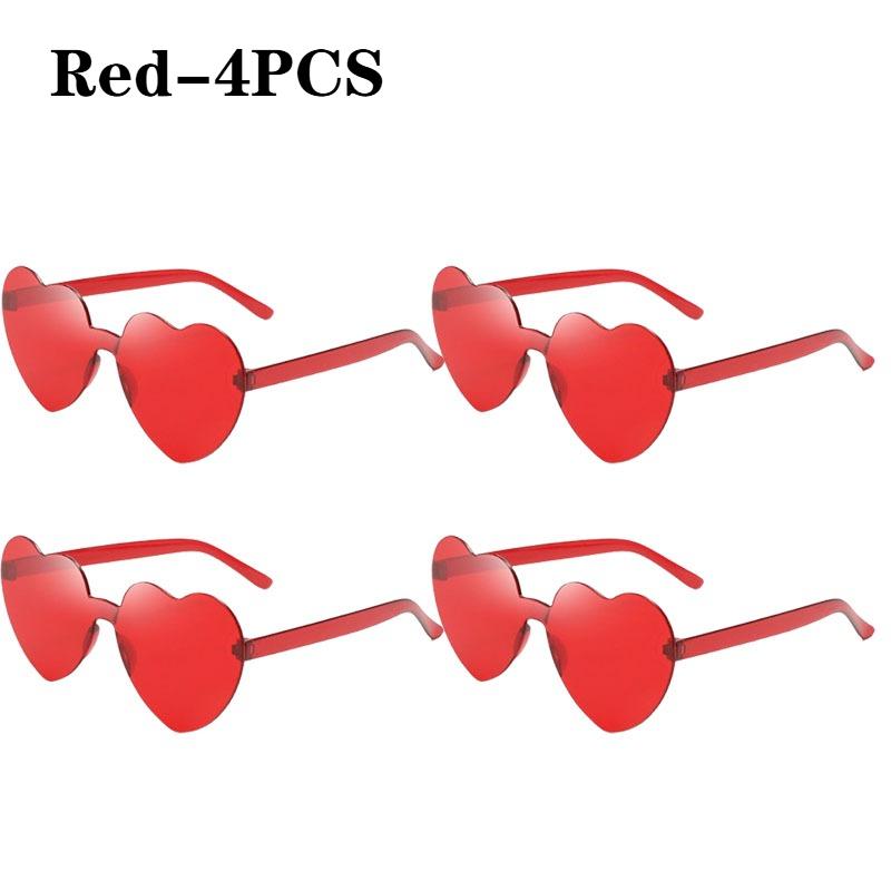 1/2/4PCS Heart Sunglasses for Women Men Rimless Eyewear UV400 Female Pink Green Yellow Blue Orange Purple Brown Sun Glasses