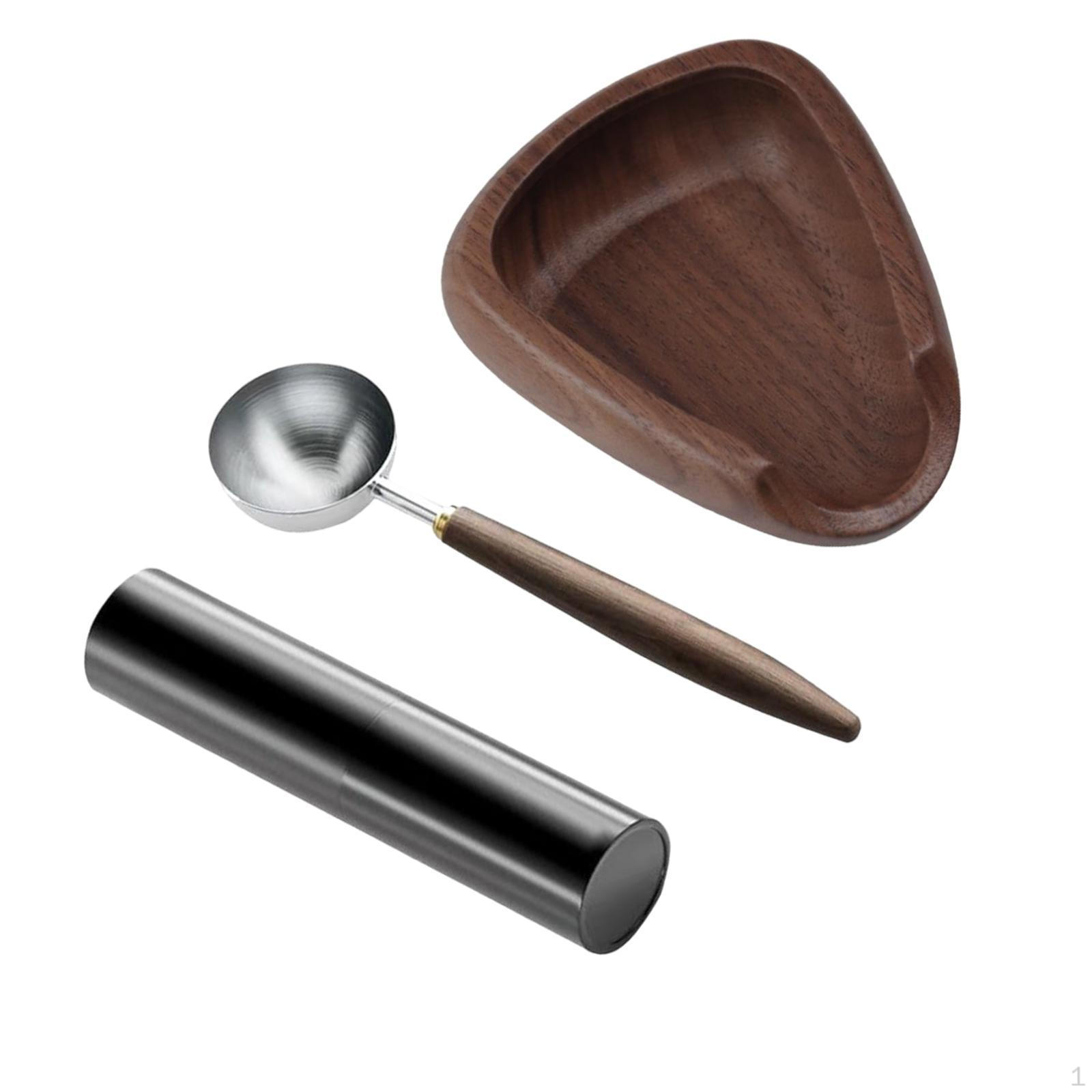 

3 Pieces Coffee Bean Weighing Bowl Weight Container Tea Leaf Display Tray Black Walnut