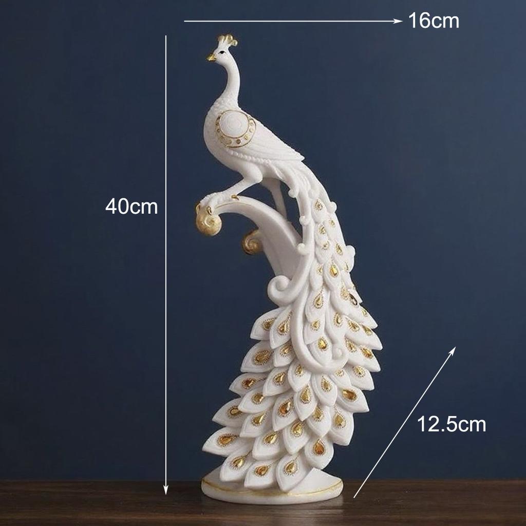 Europe Blanc Luxe Sculpture Paon Résine Ornements Maison Salon Hall Figurines Artisanat Hôtel Bureau Bureau Statue Décoration