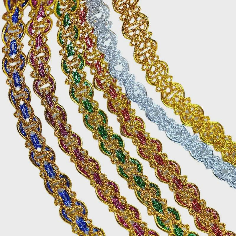 2cm Wide Gold & Silver Sequin Lace Trim - 18m Card for Clothing Accessories