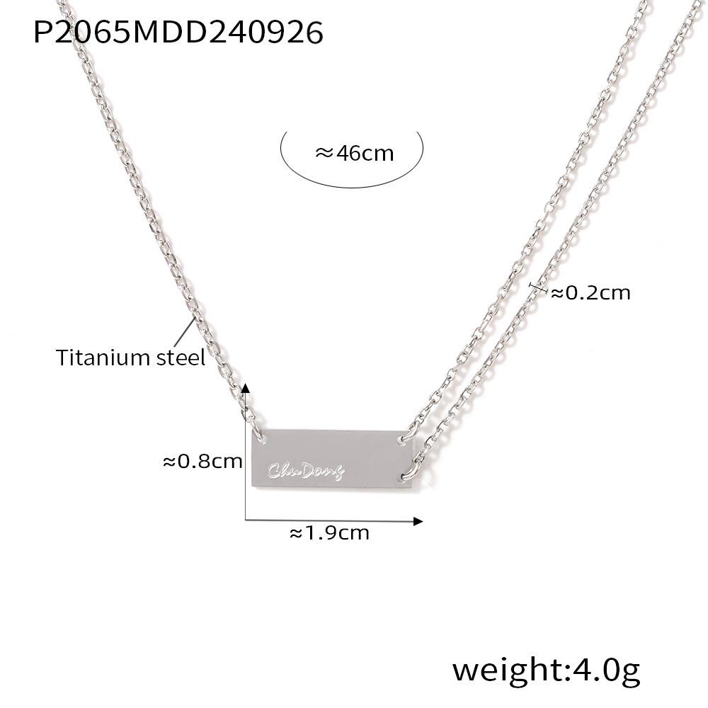 Minimalist Unisex Geometric Titanium Steel Letter Pendant Necklace