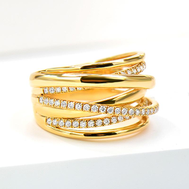 Exotic Ring Female, Light Luxury Line Cross Ring Female Internet Celebrity Temperament
