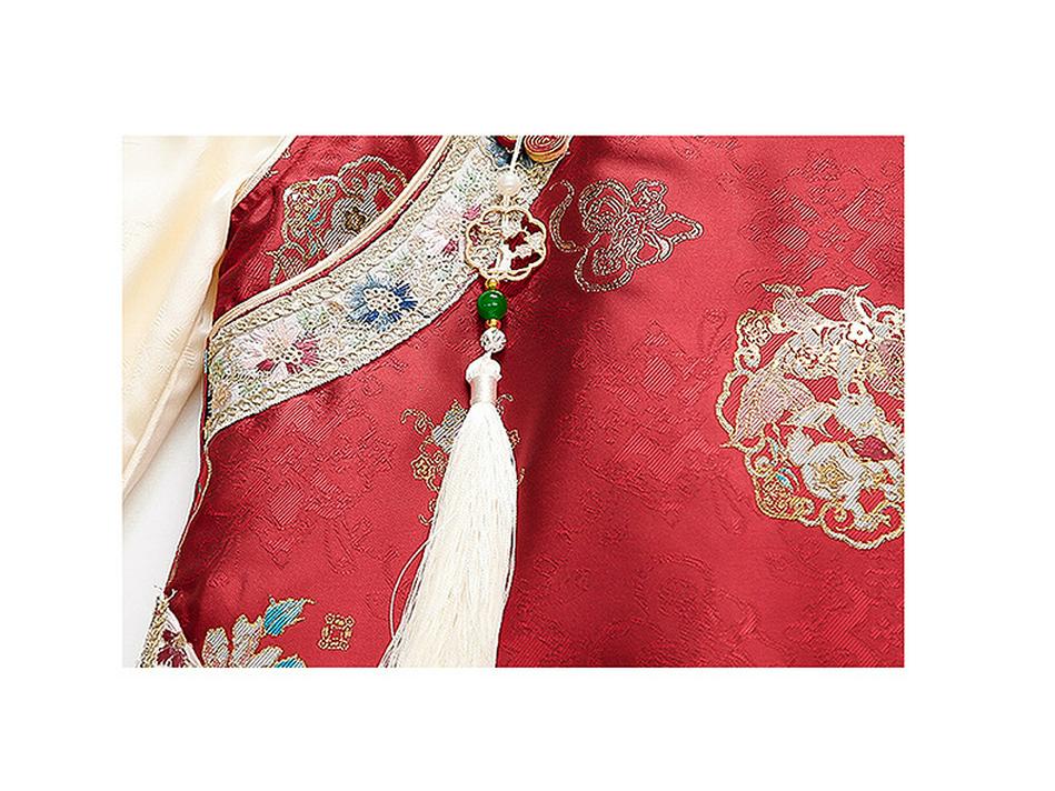 Girls' Retro Chinese Style Autumn Suit - Waistcoat & Dress Two-Piece Set