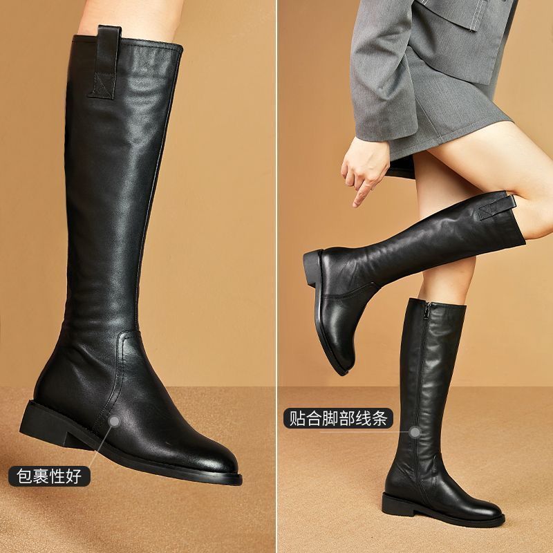 Soft leather high top knight boots women's short boots 2026 Spring and Autumn edition long top knee boots women's boots