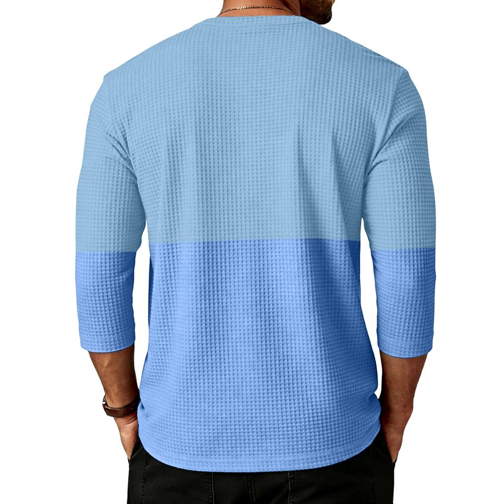 Men's Sports Leisure Waverg Round Neck Three-Quarter Sleeves T-Shirt