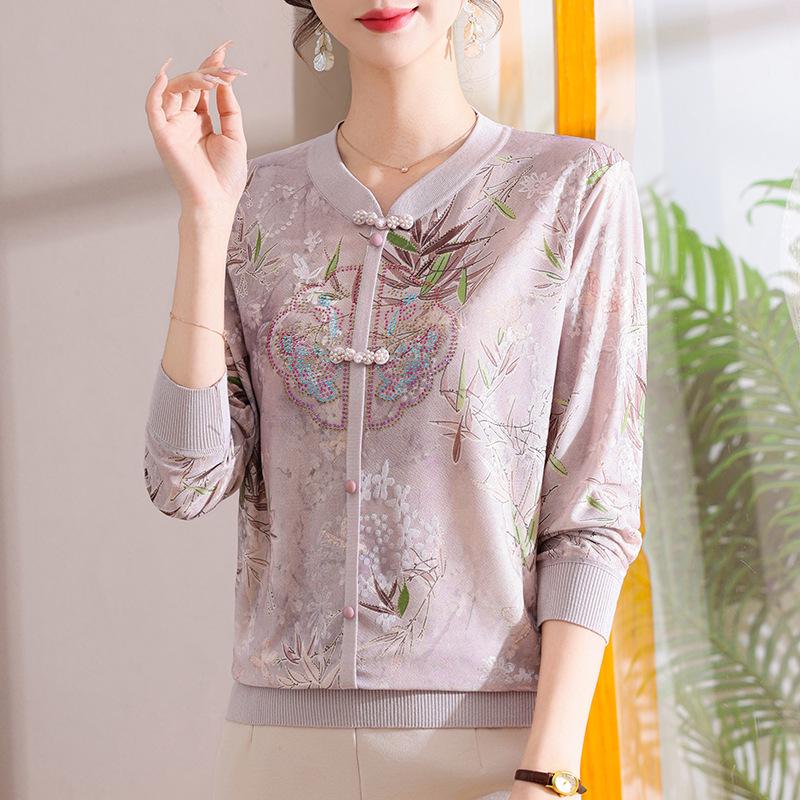 2026 Stylish Long-Sleeved Knit T-Shirt for Middle-Aged & Elderly Women - Cool & Versatile Summer Top