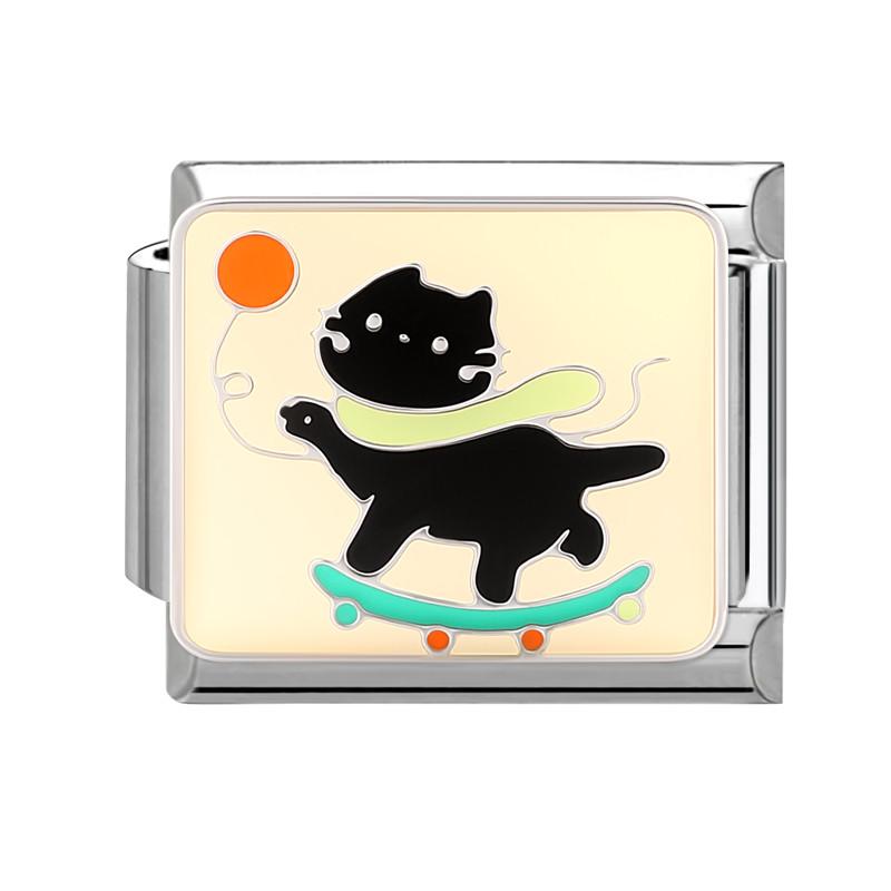 Fashion Colorful Y2K Animal Series Cat Dog Italian Charm Beads Fit 9MM Stainless Steel Bracelets Gifts Women Jewelry DIY Making