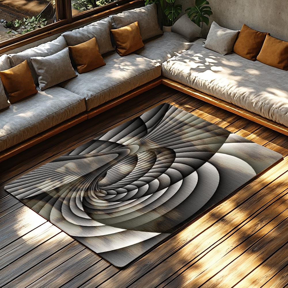 Tuniu Geometric Spiral Non-Slip Area Rug, Modern Abstract Gray Carpet for Living Room Bedroom Home Decor