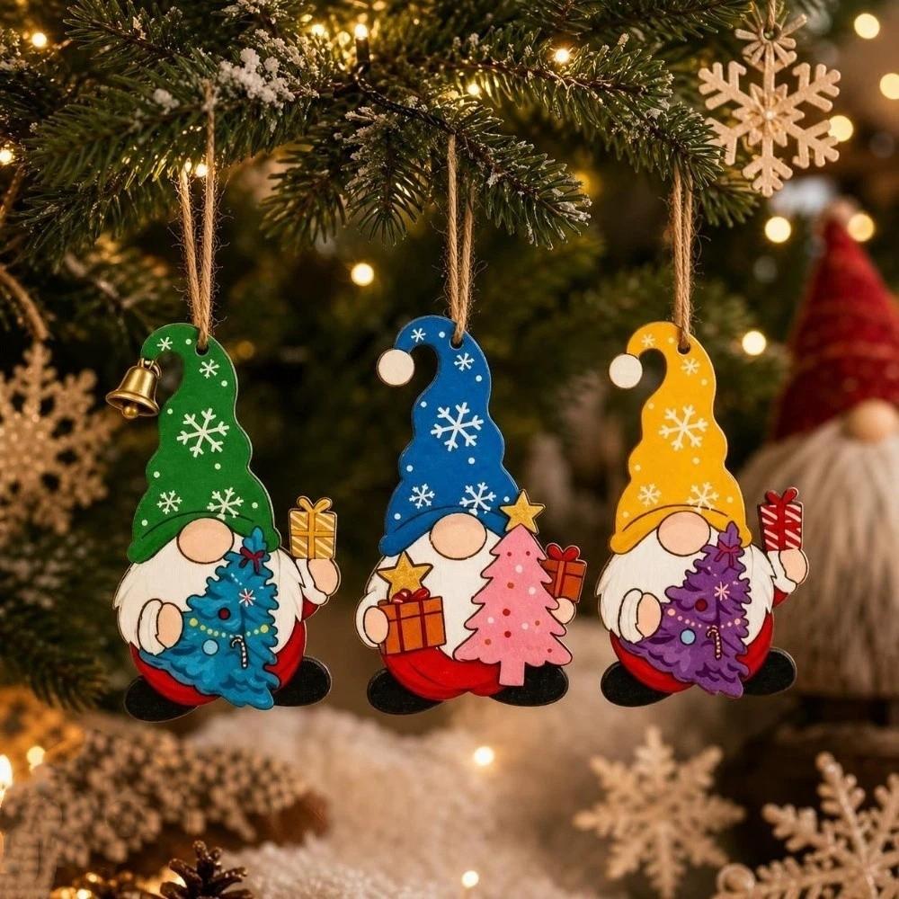 3 pcs 2D Flat Christmas Tree Ornaments Santa Claus Christmas Decor Xmas Hanging Pendant  Christmas
