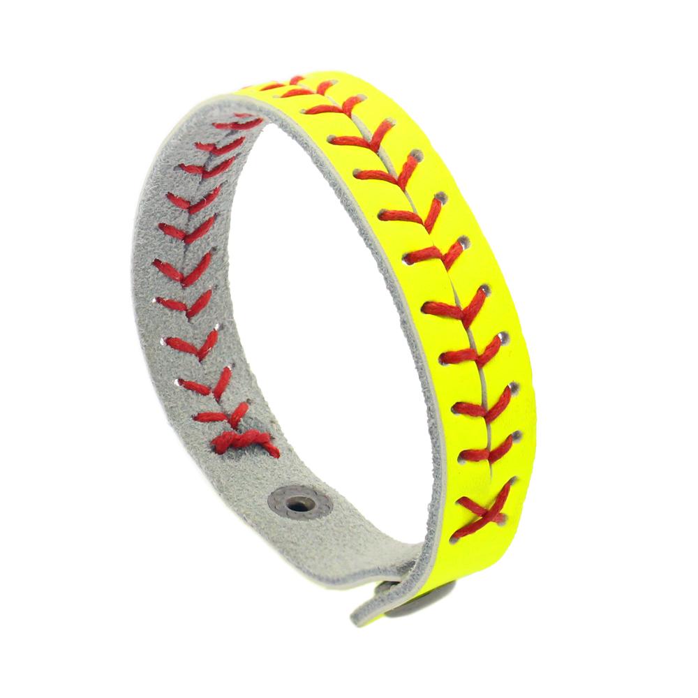 12 Colors in Stock Red Arrow Leather Softball Bracelet for Women