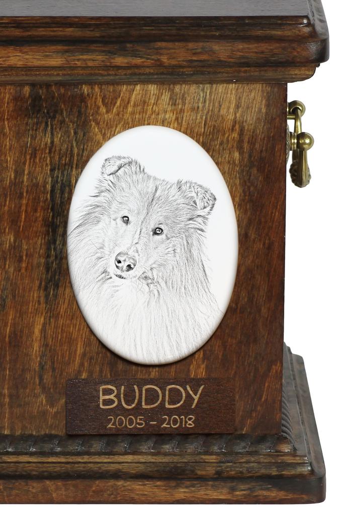 Collie Rough, Long-Haired Collie - commemorative plaque with a photo of a dog, tombstone with a print, personalized oval plaque from the Art-Dog brand