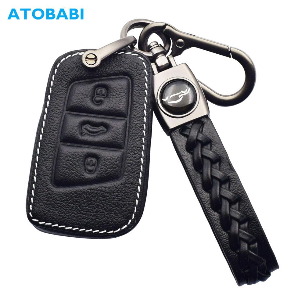 Satın alın Leather Car Key Case Smart Remote Control Fobs Protector