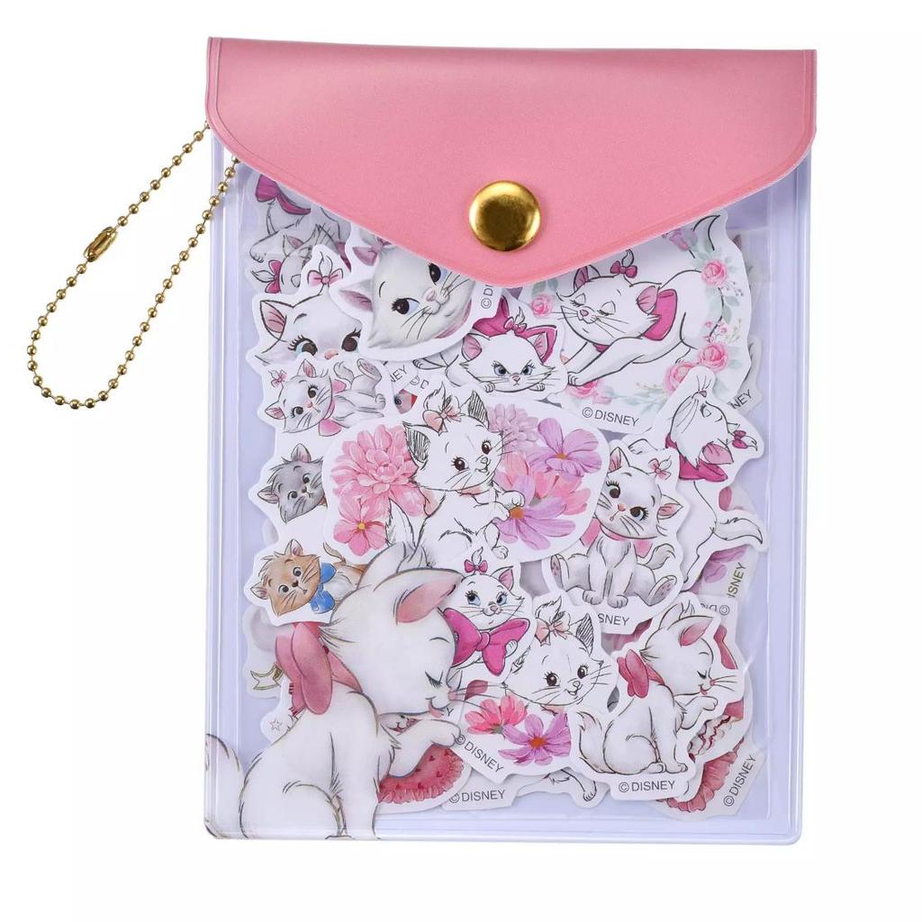 Disney Marie Sticker Flakes in Case with Chain Japan NEW Disney Store