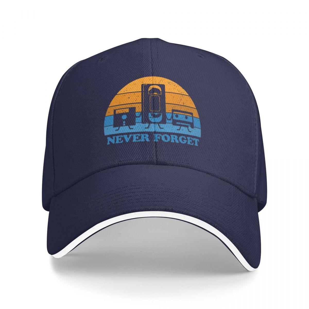 

Unisex Baseball Hats Never Forget Floppy Disk Cassette VHS Tape Summer Sports Baseball Caps Cap Casquette Polychromatic Hats One Size