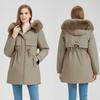 Parker Cotton-padded Jacket Women's Winter New Waist Cotton-padded Jacket Long Cotton-padded Jacket with Velvet Padded Coat.
