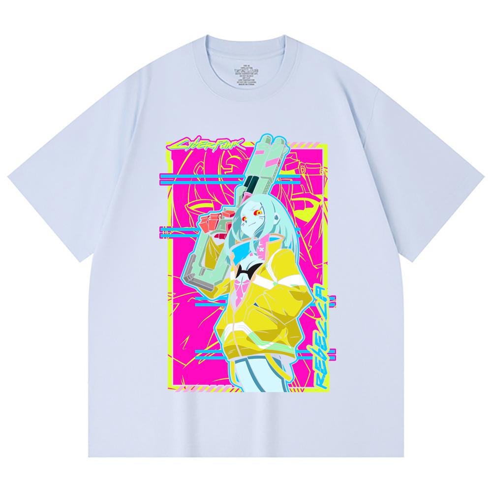 230 Gsm 100% Cotton Cyberpunk Edgerunners V6 Rebecca Print Unisex Heavy Cotton T Shirt