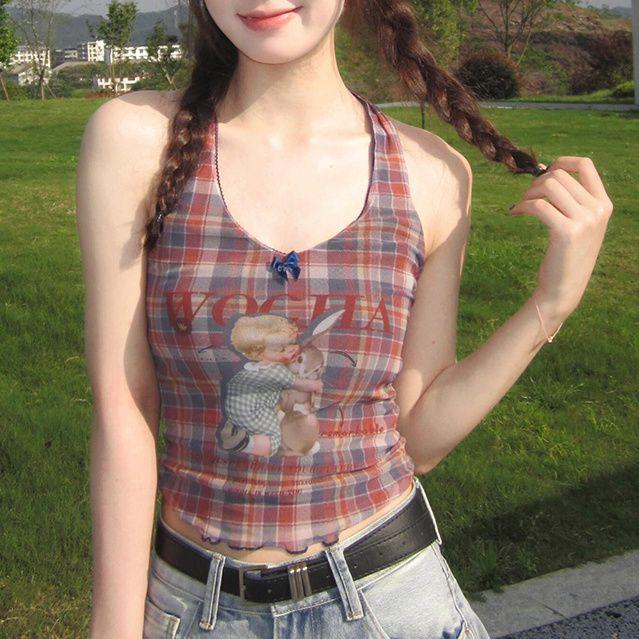 

Девочки Мультяшные Милые Майки Слинг Без Спины Модные Женские Футболки Без Рукавов L