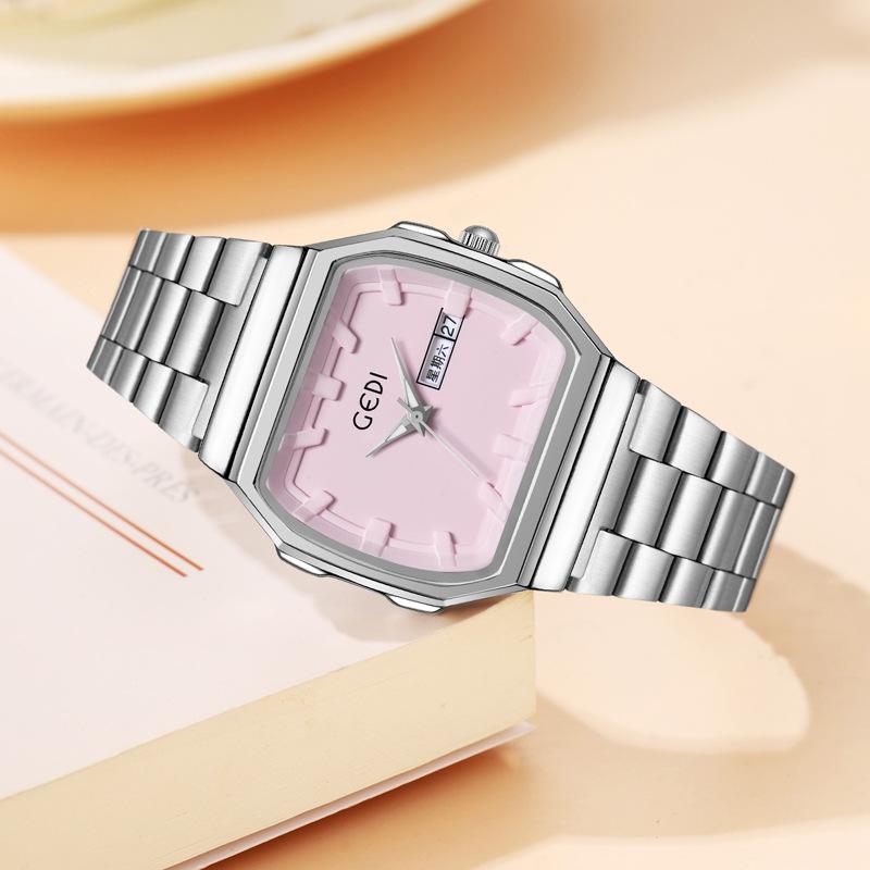 Calendar Steel Belt Women'S Watch Retro Wine Barrel High-End Watch Women'S Waterproof High-Value Quartz Watch