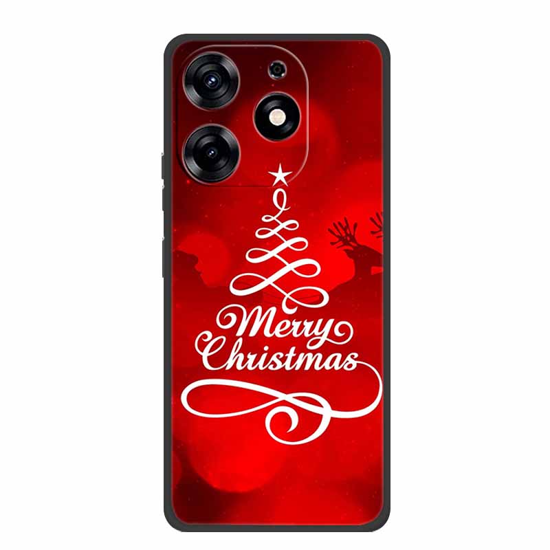 For Tecno Spark Go 2024 Case Merry Christmas Xmas Black Silicon Soft Back Cover Case For Tecno Spark 10 Pro 10C Pop 8 Phone Case