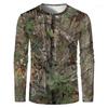 Men Camouflage Forest Hunting T-shirt Utdoor Quick Drying Breathable Hiking Long Sleeve T-shirt Fishing Camping Sports Tops Tees