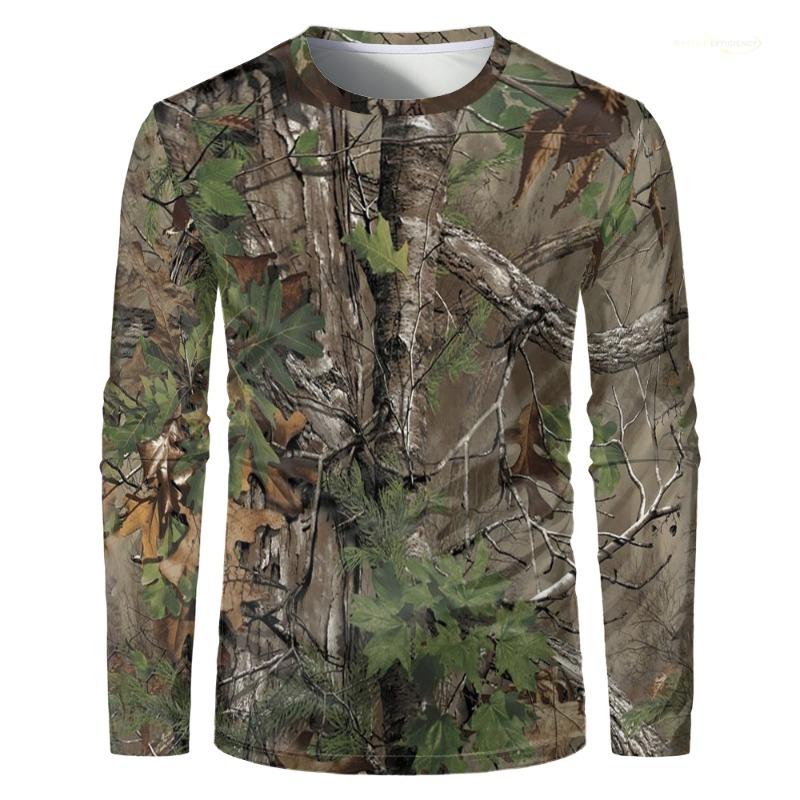 

Men Camouflage Forest Hunting T-shirt Utdoor Quick Drying Breathable Hiking Long Sleeve T-shirt Fishing Camping Sports Tops Tees 2XL
