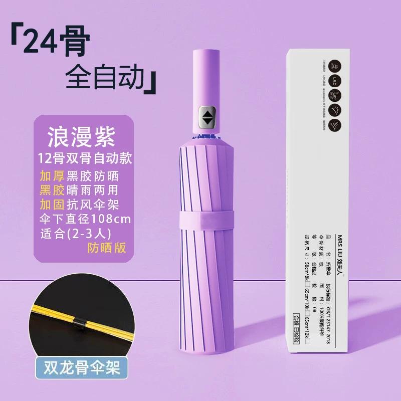 Fully Automatic Folding Umbrella, Large Size, Reinforced and Thickened, Sturdy, Wind-Resistant, Dual-Purpose for Sun and Rain, Women's Sunshade