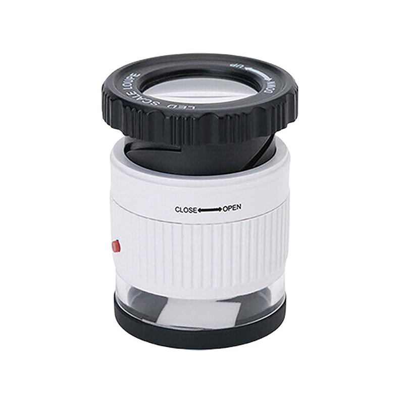 30X Pocket Magnifier with LED & UV Light, Illuminated Magnifying Glasses Adjustable Focal HD Loupe for Jewelry, Reading, Scale Tool