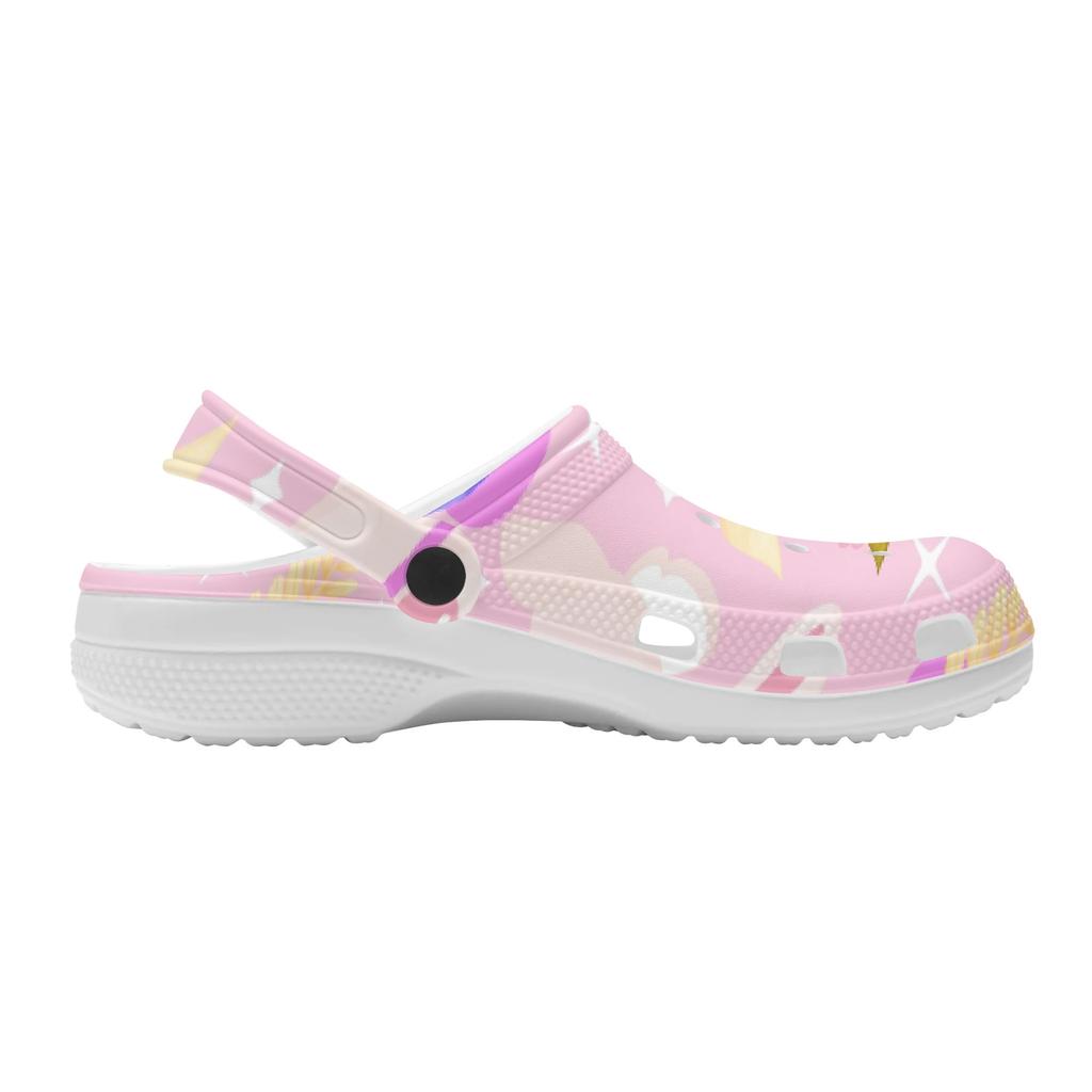 White Printed EVA Casual Clogs for Women Men Soft Sole Lightweight Breathable Slip On Sandals Slippers Summer Daily Leisure Shoes