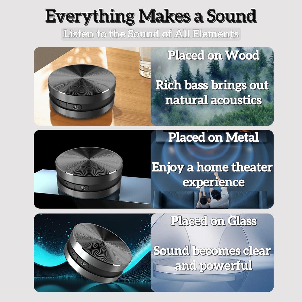 Vibration Speaker | 360° Surround Sound, Bluetooth 5.1, TWS Stereo, Aviation Aluminum, Strong Suction Cup - Portable Wireless Speaker