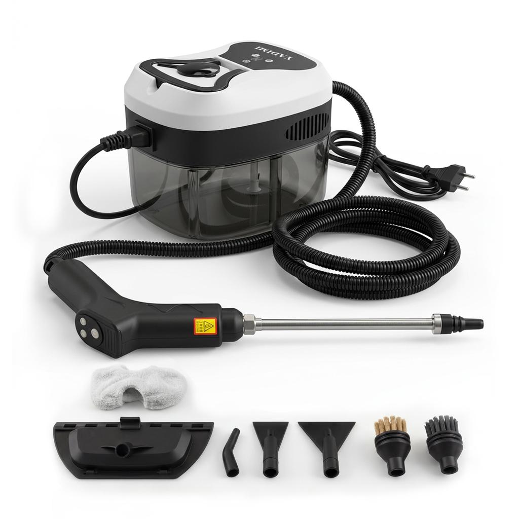 2500W Handheld Steam Cleaner with 4.5 bar pressure–1200ml water tank, 6 adjustable settings for cars, air conditioning units, floors, and kitchens