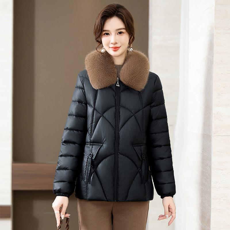 New winter Korean version slim and thin big fur collar padded jacket women's medium and long padded clothes slim fashion padded clothes