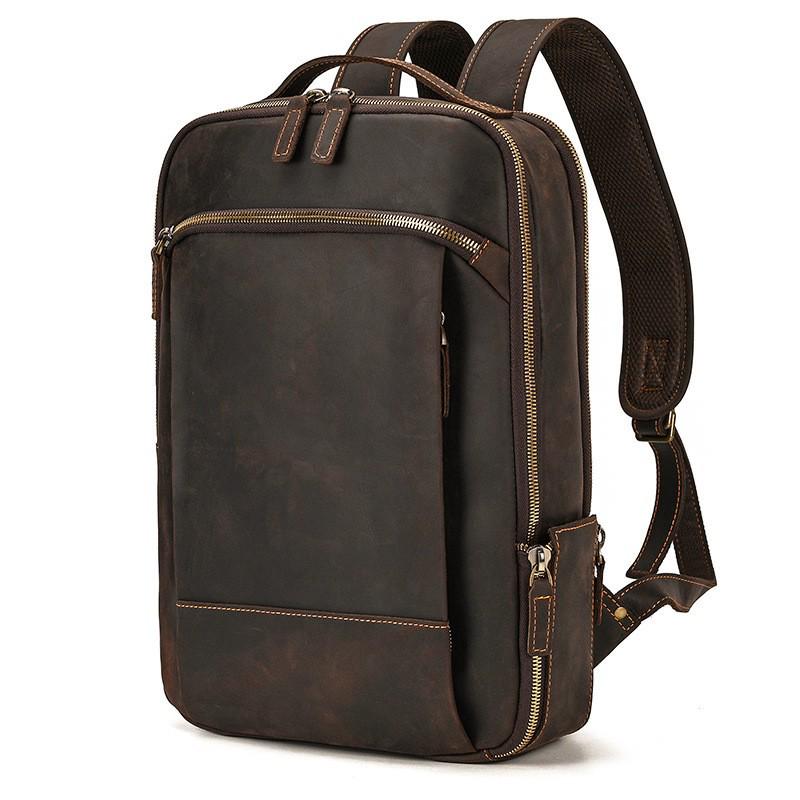 Vintage Crazy Horse Leder Rucksack für Damen und Herren - Echte Leder Reise- und Schultasche