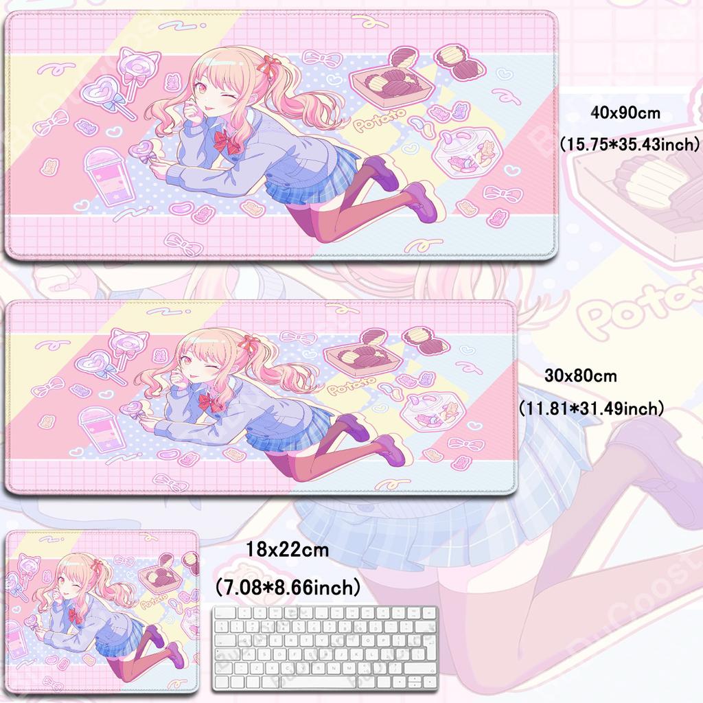 XXL Anime Mädchen HD Schreibtischmatte PJSK Project Sekai Colorful Stage Nightcord Gummi-Mauspad Großes Gaming Rutschfestes Tastatur Schutzmatte