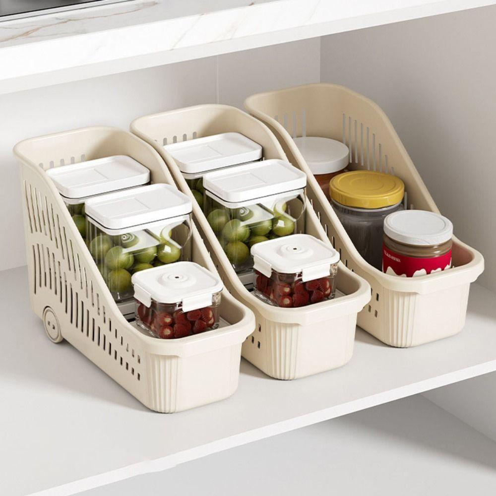 with Wheels Kitchen Storage Basket Multi-function Kitchen Cabinet Organizer Kitchen