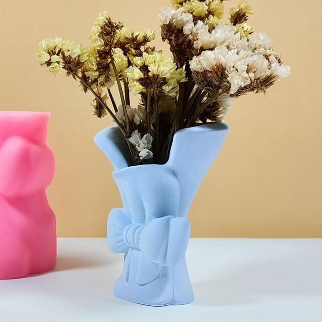 Silicone Mold Bowknot Flower Pots Molds Succulent Flowerpot Clay Cement Plasters Molds DIYs Vase Home Garden Decors