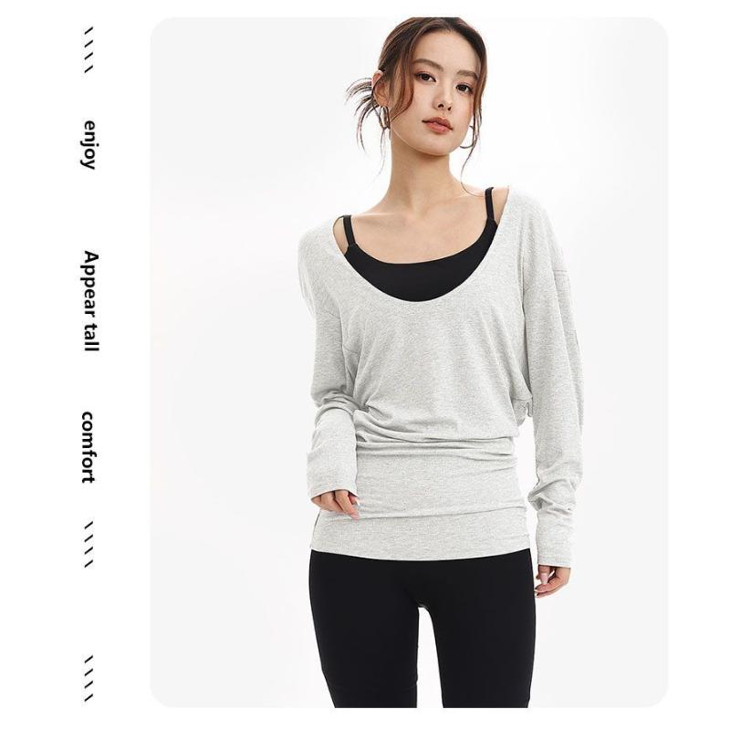 New Style Lazy Style Knitted Sweater for Women Loose Pullover Large U-neck Wide Sleeves Casual Thin Outer Yoga Top