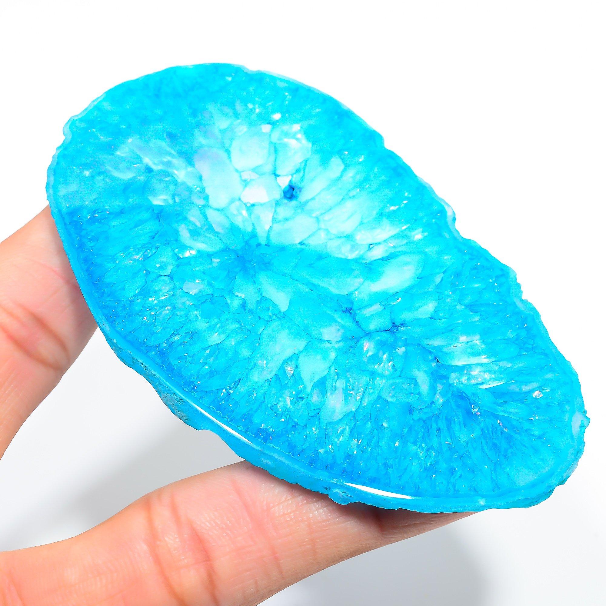 

Aqua Solar Quartz 5.8x9.8mm Natural Cabochon Fine Loose 346.9Cts. Z4R55 синій