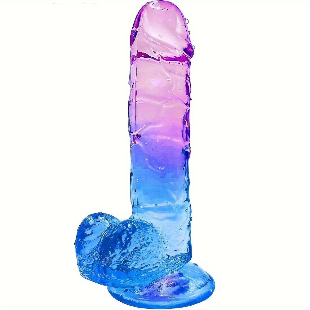 1pc 7.8-Inch Realistic Silicone Dildo, Blue-Purple Gradient Design with Strong Suction Cup, Flexible Hands-Free Adult Toy