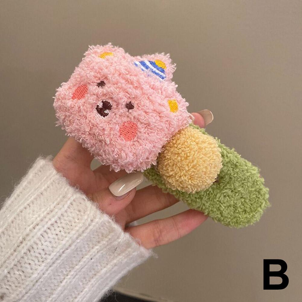 Autumn and Winter Lamb Fur Cute Little Bear Hair Clip Large Plush Duckbill Clips Sweet Hair Accessories Girl's Side Bangs Clip