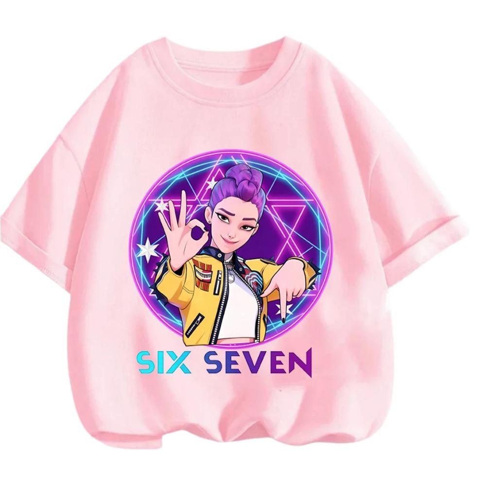 Fashion Trendy Fun 2026 67 Six Seven Crew Neck Tshirt 3-14Y Boys Girls Summer Cute Kawaii Cartoon Street Hot Outdoor Casual