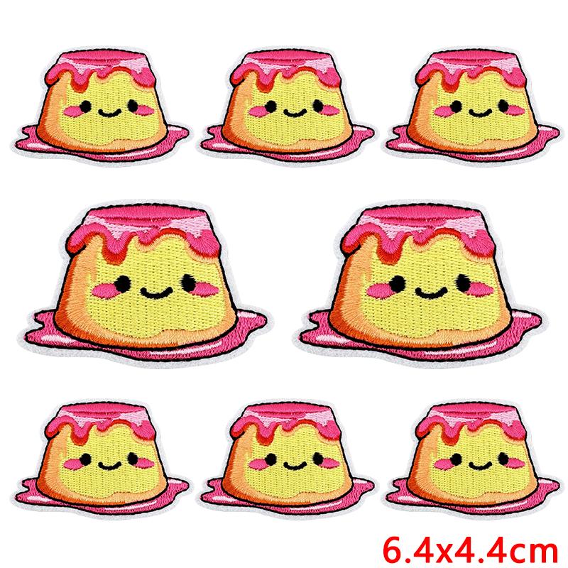 10pcs Cute Cartoon Embroidered Patches Diy Pudding Donuts Ice Cream Doodle Stickers Iron On Patches For Clothing Decoration 