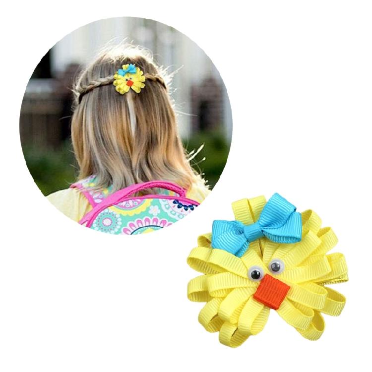 Lovely Hair Barrette Easter Festival Bunnies/Chick Hair Clip with Bowknot For Little Girl and Adult Holiday Theme Headwear