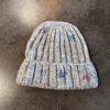 Knitted Color Solid Hat With Geometric Decoration For Cold Weather Activities