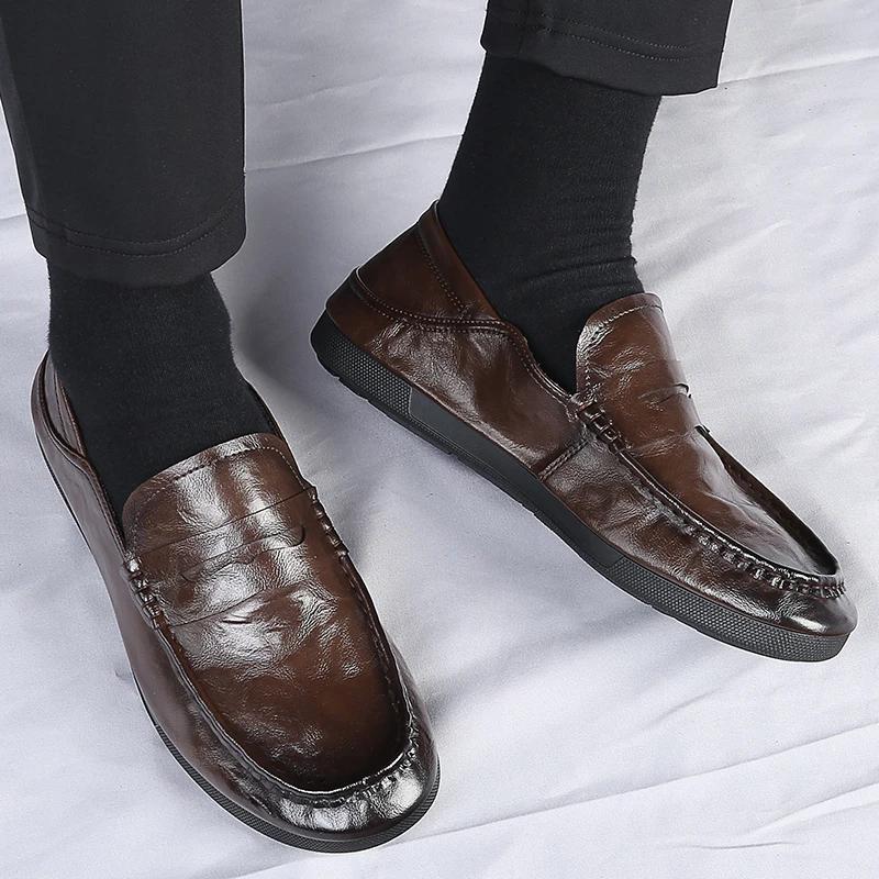 Men's Casual Leather Shoes Luxury Designers Outdoor Business Shoes High Quality Lightweight Comfortable Driving Shoe