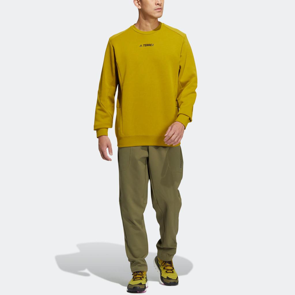 Adidas Tx Logo Crew Sweatshirt With Three Stripes Print Unisex Sweatshirt Yellow HN2034